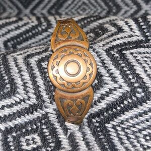 Copper Bell Native American Navajo Solid Copper Engraved Cuff Bracelet